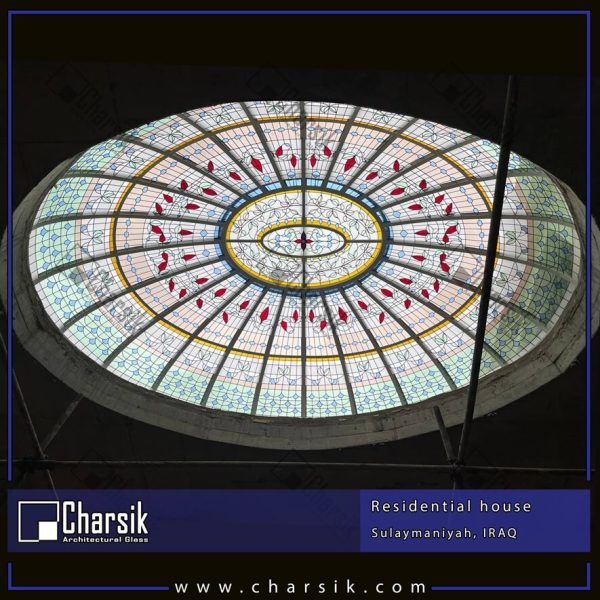 گنبد شیشه ای استین گلاس طرح دار تزئینی دکوراتیو شرکت چارسیک
